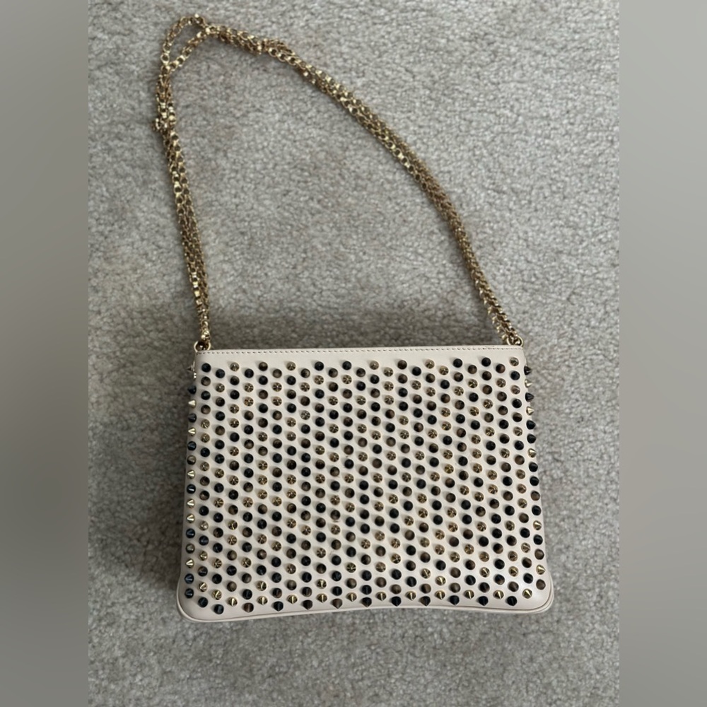 CHRISTIAN LOUBOUTIN Calfskin Small Triloubi Paris Spikes Chain
